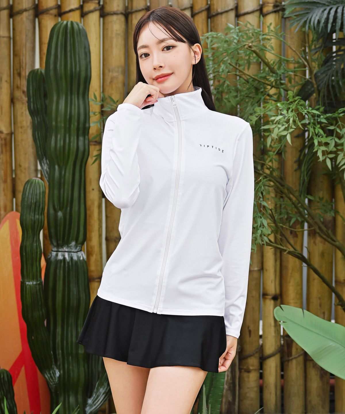 헤링본(HERRINGBONE) [SET] 여성 루즈핏 집업 래쉬가드&2in1 보드숏 스커트