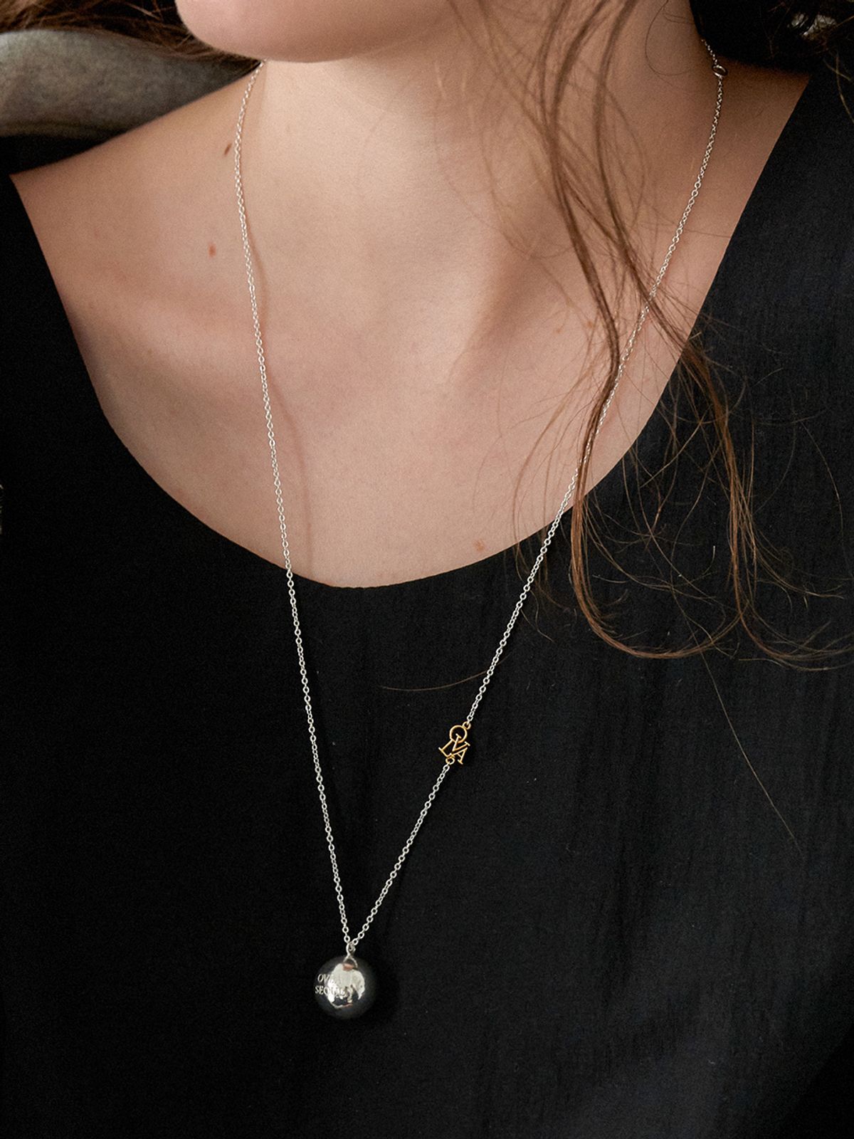 오블라(OVLA) combi bold ball necklace_silver JN033