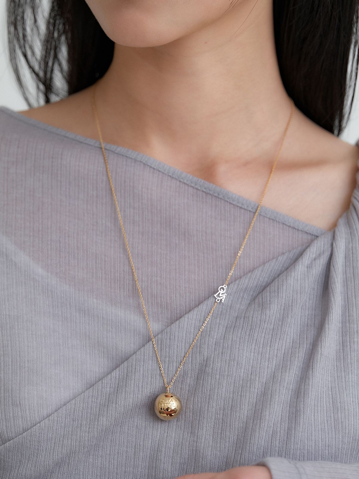 오블라(OVLA) combi bold ball necklace_gold JN037