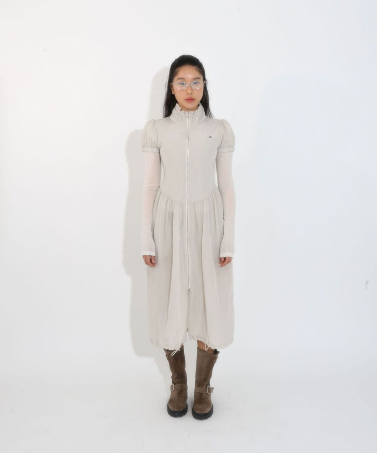 루루서울(LOULOUSEOUL) Yucca Nylon Dress (Beige)