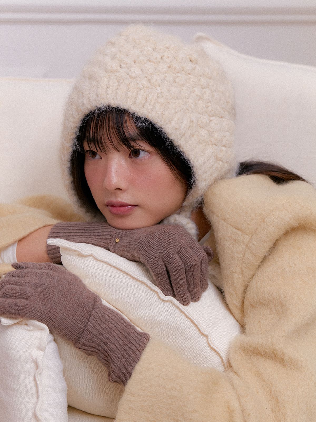 오블라(OVLA) [HAND CROCHET] waffle wide bonnet_3color HA039