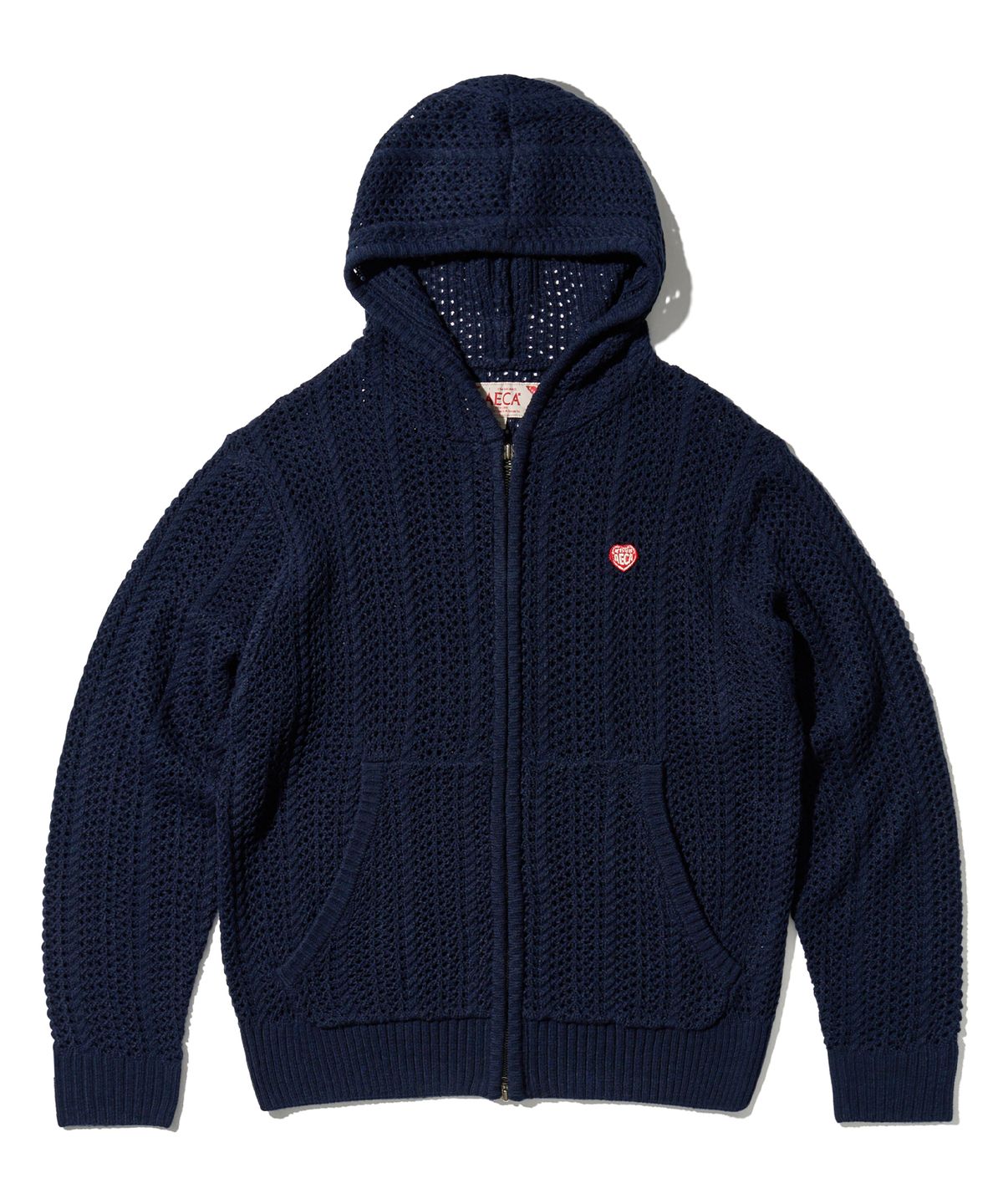 에이카화이트(AECA) AECA LOVE CROCHET ZIP UP HOODIE-NAVY