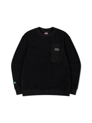 우븐 포켓 플리스 티셔츠 BLACK