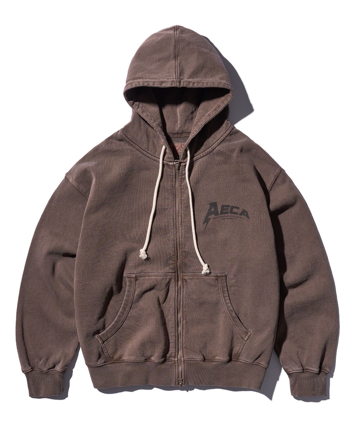 에이카화이트(AECA) AECA BOMB ZIP UP HOODIE-WASHED BROWN