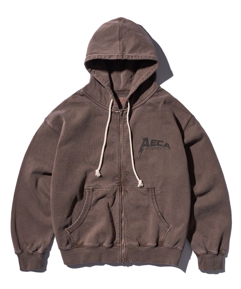 AECA BOMB ZIP UP HOODIE-WASHED BROWN
