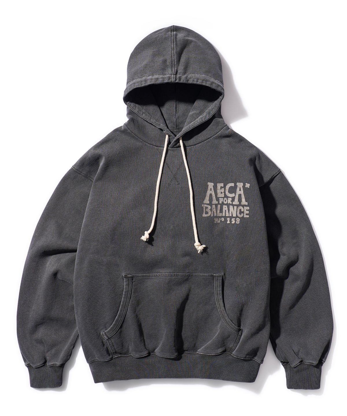 에이카화이트(AECA) AECA HAND DRAWING BALANCE HOODIE-WASHED CHARCOAL