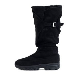 Belted Slouchy Shearling Boots_Black