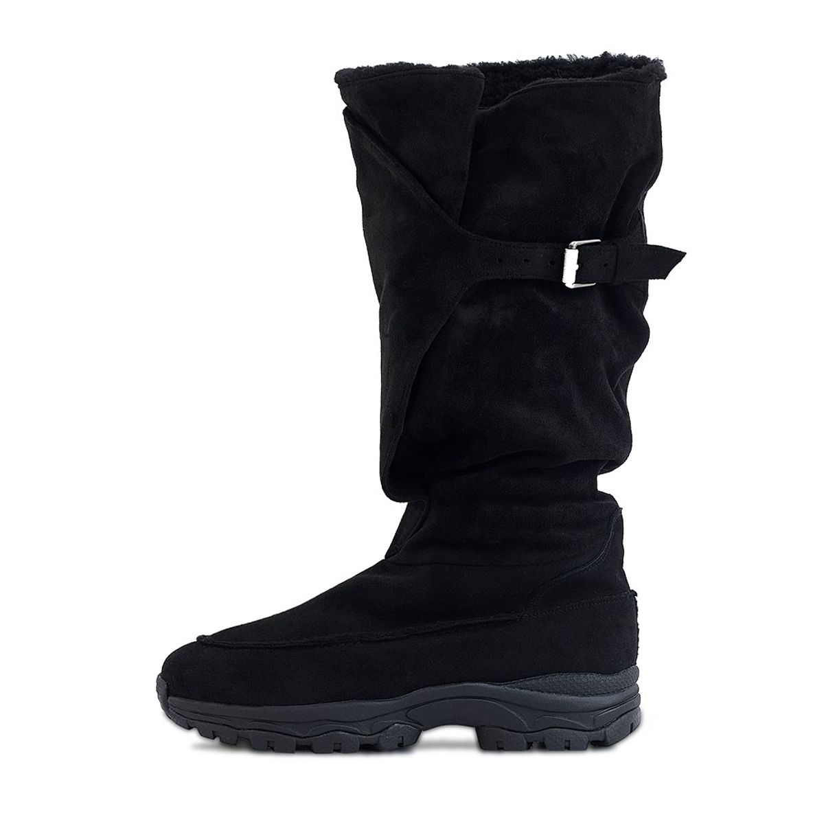 네거티브쓰리(NEGATIVETHREE) Belted Slouchy Shearling Boots_Black