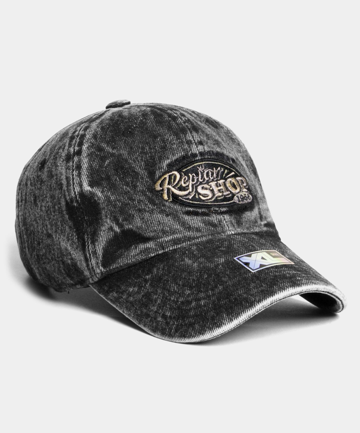 MUSINSA | PLATEAU Big Size Washing Ball Cap XL RS TYPO DENIM CAP BLACK