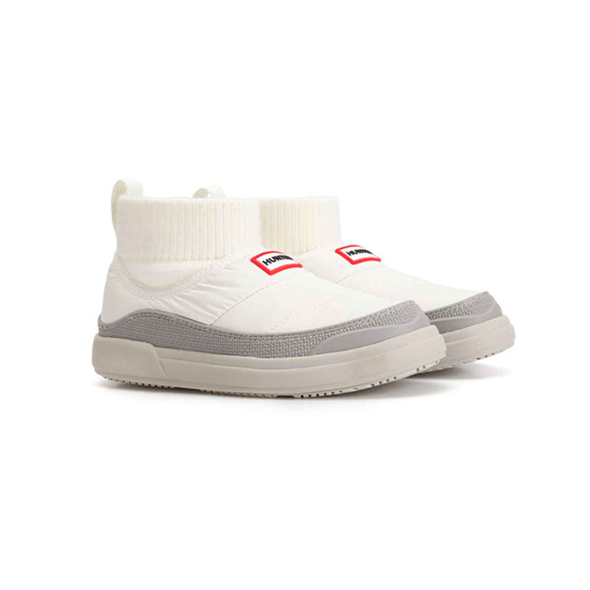 헌터 키즈(HUNTER KIDS) [JUNIOR] 인/아웃 푸퍼 니트 커프 부츠 - 스타화이트/펠리컨 HBJ0002FFRSWP
