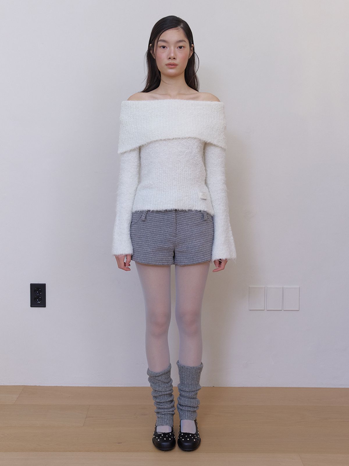 아수라(ASURA) DOUBLE BELT WOOL MICRO PANTS (GREY CHECK)