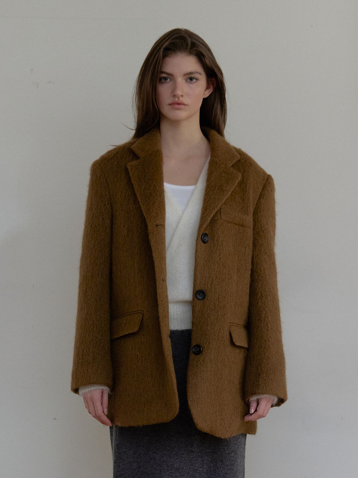 아수라(ASURA) MOHAIR WOOL JACKET [BROWN]