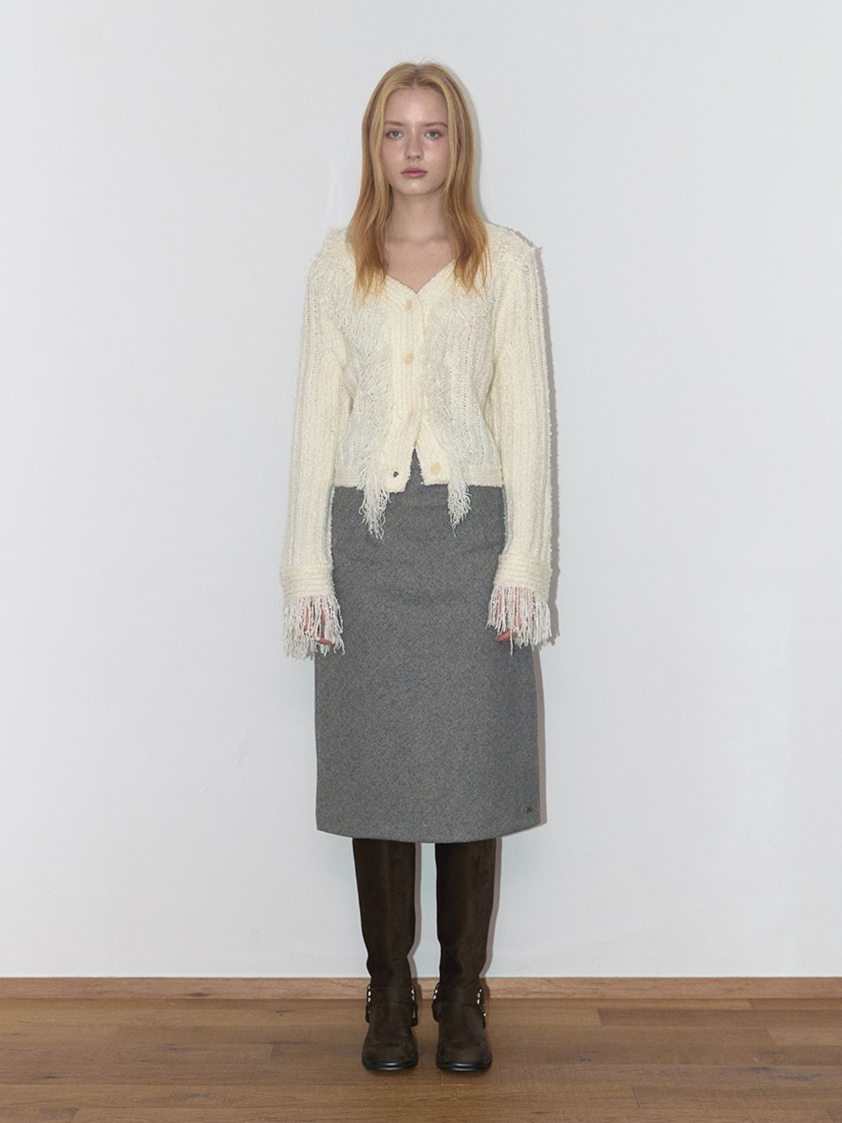 아수라(ASURA) WOOL BIAS SKIRT (BEIGE)