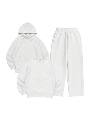 [SET UP] OVERFIT MTM or HOOD & STRAIGHT SEWATPANTS - LIGHT MELANGE