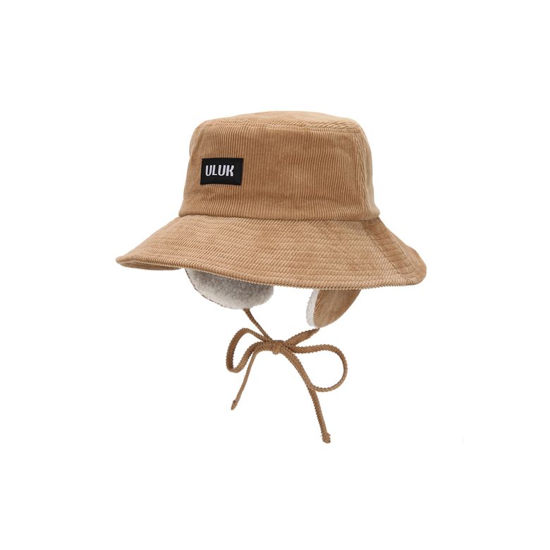 코듀로이 양털 이어머프 와이드 버킷햇_Beige