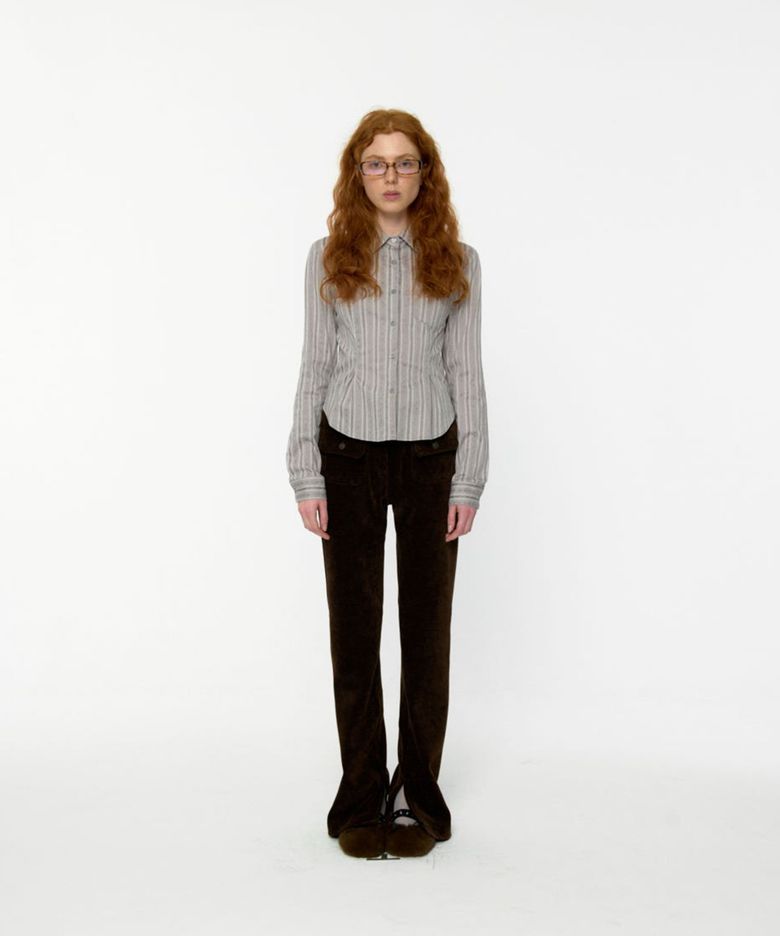 Linda Boots Cut Corduroy Pants (Brown)