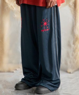 XP260 샤인 파이핑 와이드 트랙 팬츠 (NAVY)