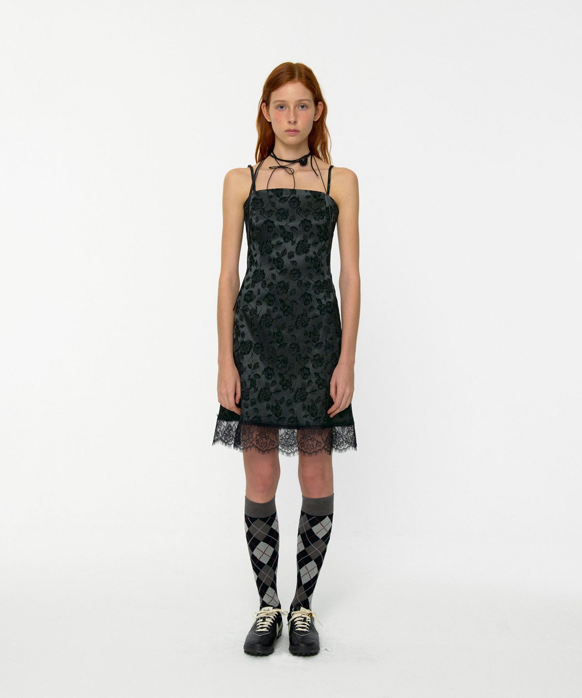 루루서울(LOULOUSEOUL) West Jacquard Slim Midi Dress (Green)