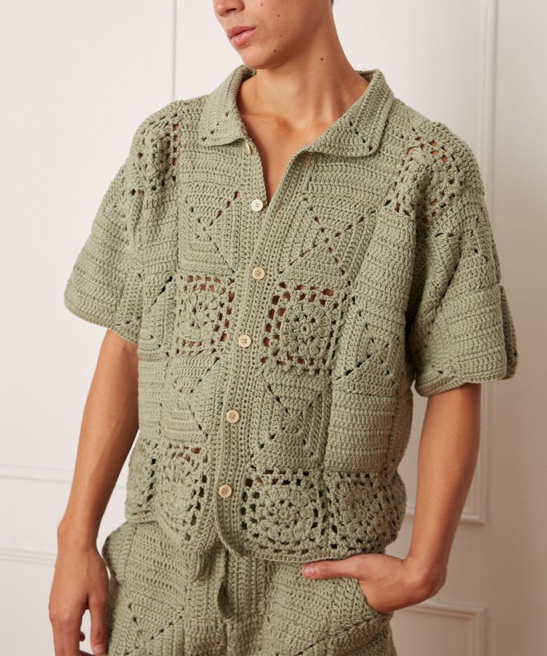 (M) 니트 패치 셔츠 그린 PATCH SHIRT GREEN