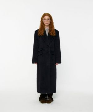 Alpaca Slim Fit Long Coat (Black)