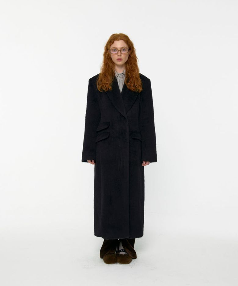 Alpaca Slim Fit Long Coat (Black)