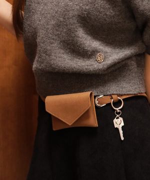 스퀘어 스웨이드 카드지갑 벨트