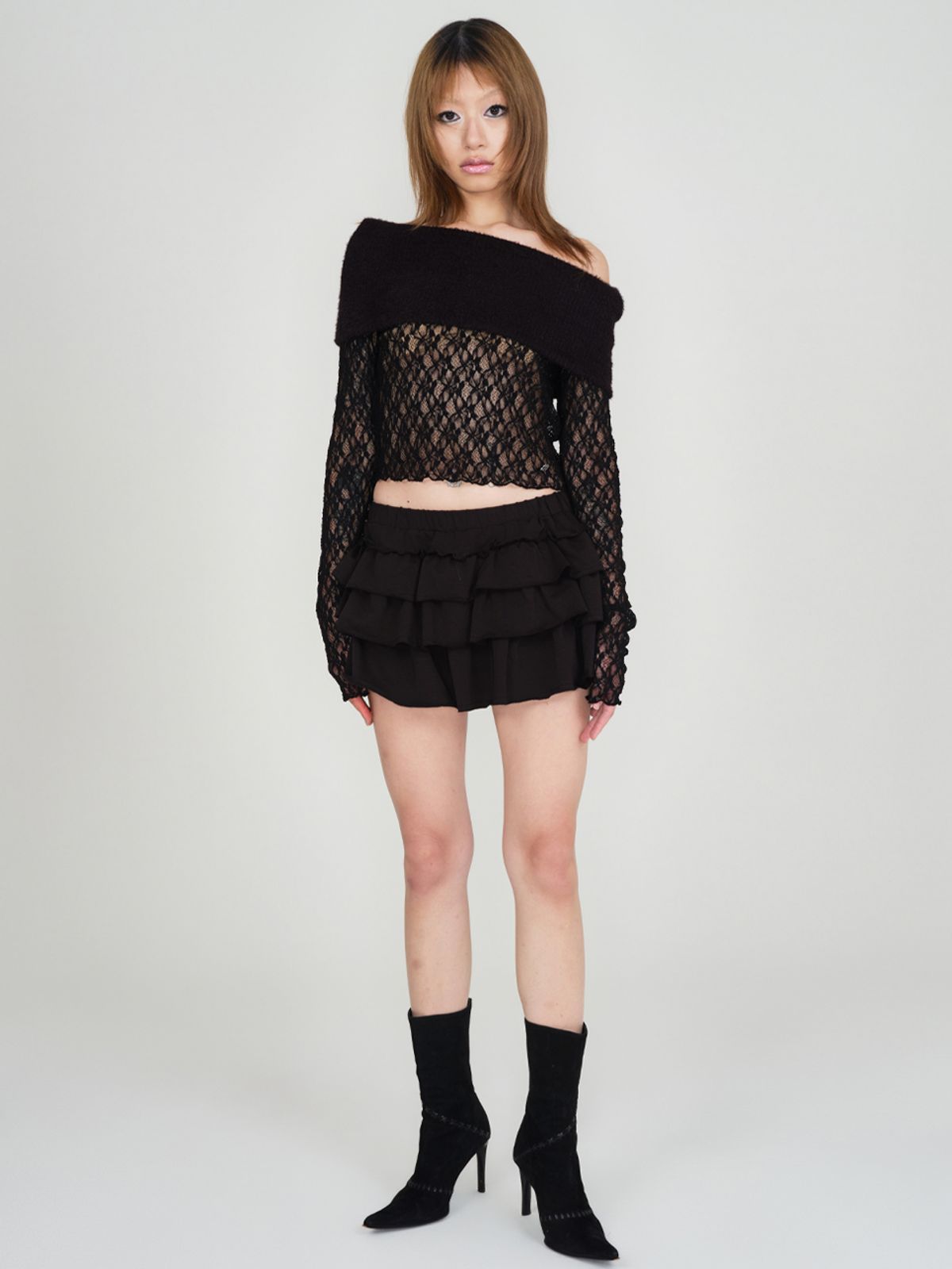 익스파이어드걸(EXPIRED GIRL) Frill Mini Skirt Black