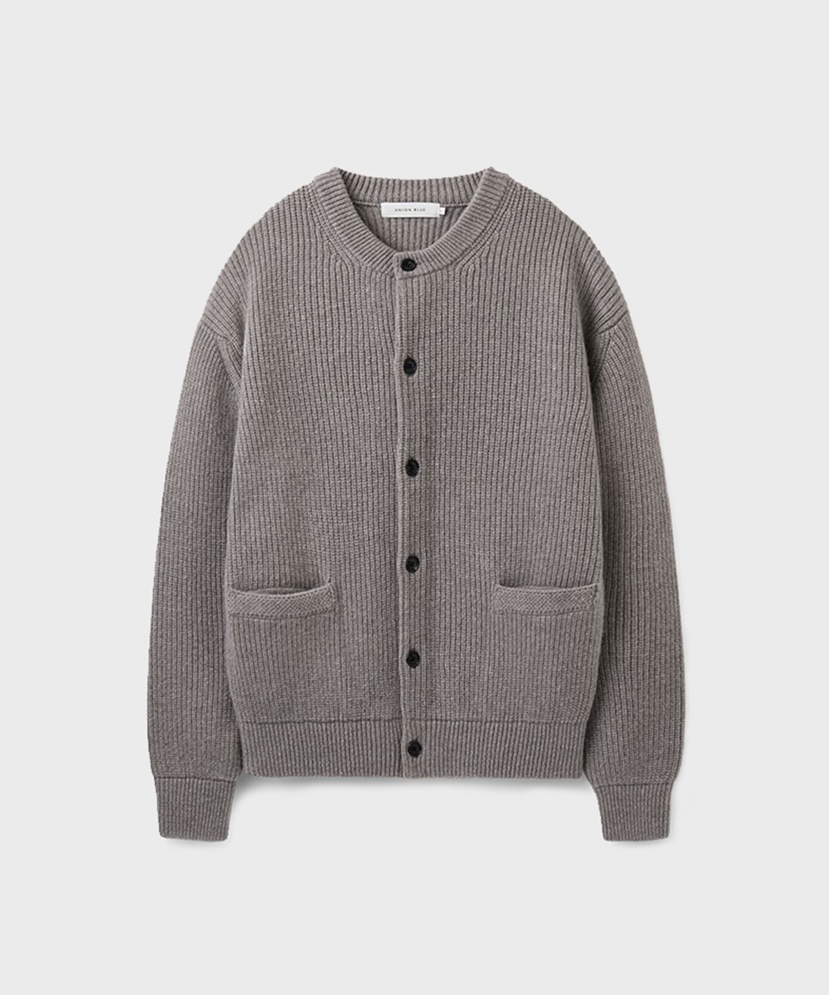 유니온블루(UNION BLUE) HUNTER HEAVY WOOL ROUND CARDIGAN [NATURAL BROWN]
