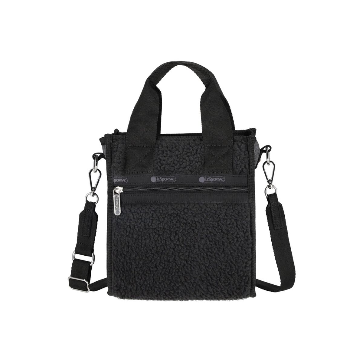 레스포색(LESPORTSAC) 블랙 데님/블랙 셰르파 미니 N/S 토트백 [1609.LA79]