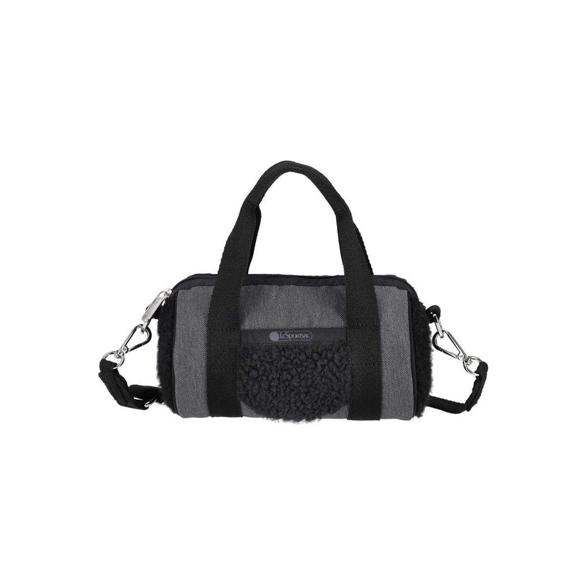 레스포색(LESPORTSAC) 블랙 데님/블랙 셰르파 롤 백 [1586.LA79]