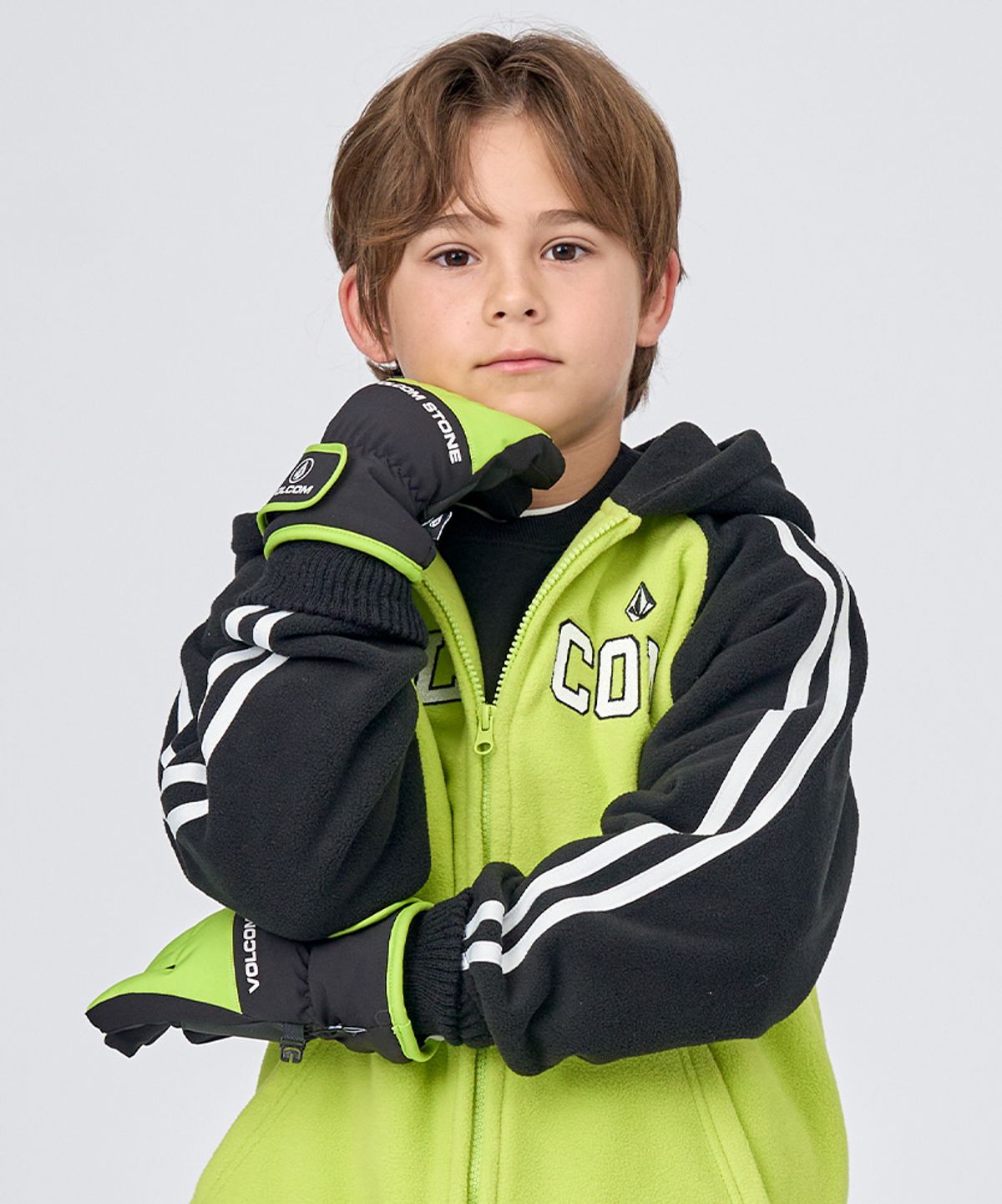 볼컴 키즈(VOLCOM KIDS) 배색 방한장갑_D4F321