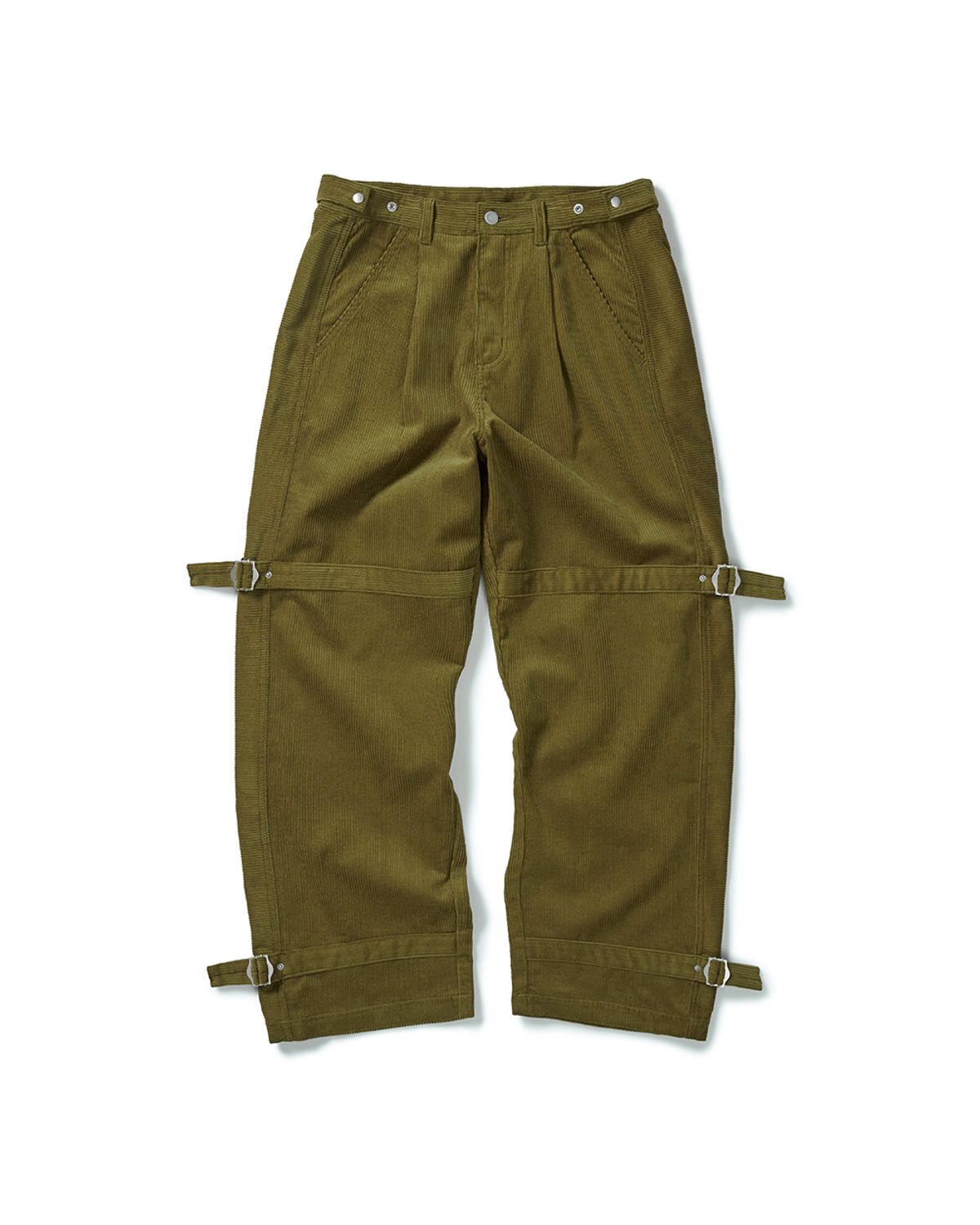 카락터(KARACTOR) One tuck strap corduroy pants / Olive