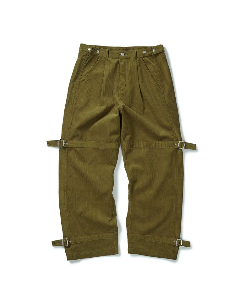 One tuck strap corduroy pants / Olive