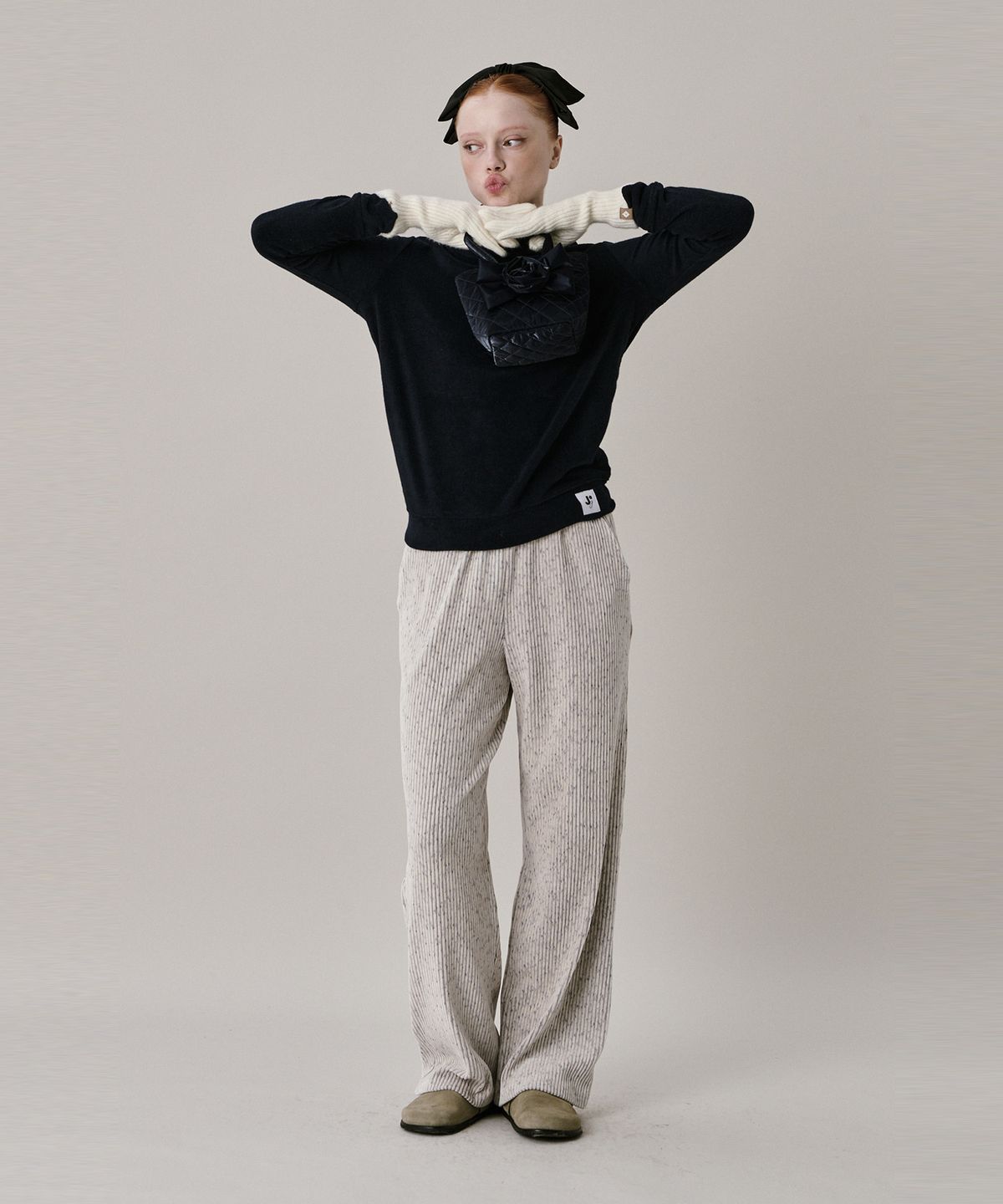 준준스페이스(JUNEJUNE SPACE) 24 Two Tone Velour Pants_Ivory (24 투 톤 벨루어 팬츠_아이보리)