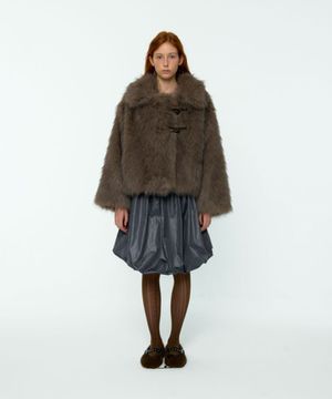 Fluffy Double Fur Jacket (Ash Brown)