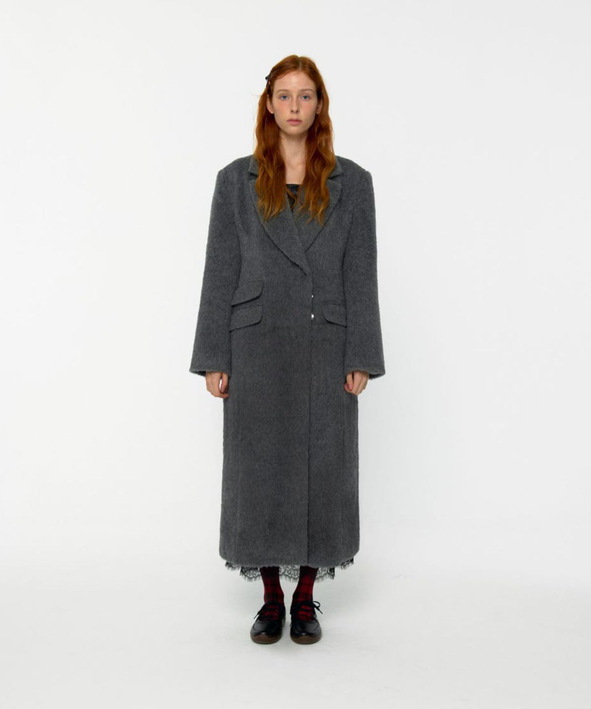 루루서울(LOULOUSEOUL) Alpaca Slim Fit Long Coat (Gray)