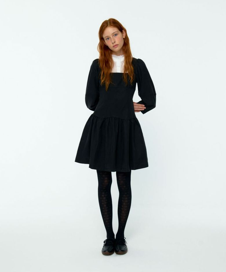 Ribbon Tie Classic Dress (Black)