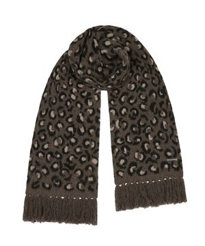 Leopard Alpaca Muffler (BROWN)