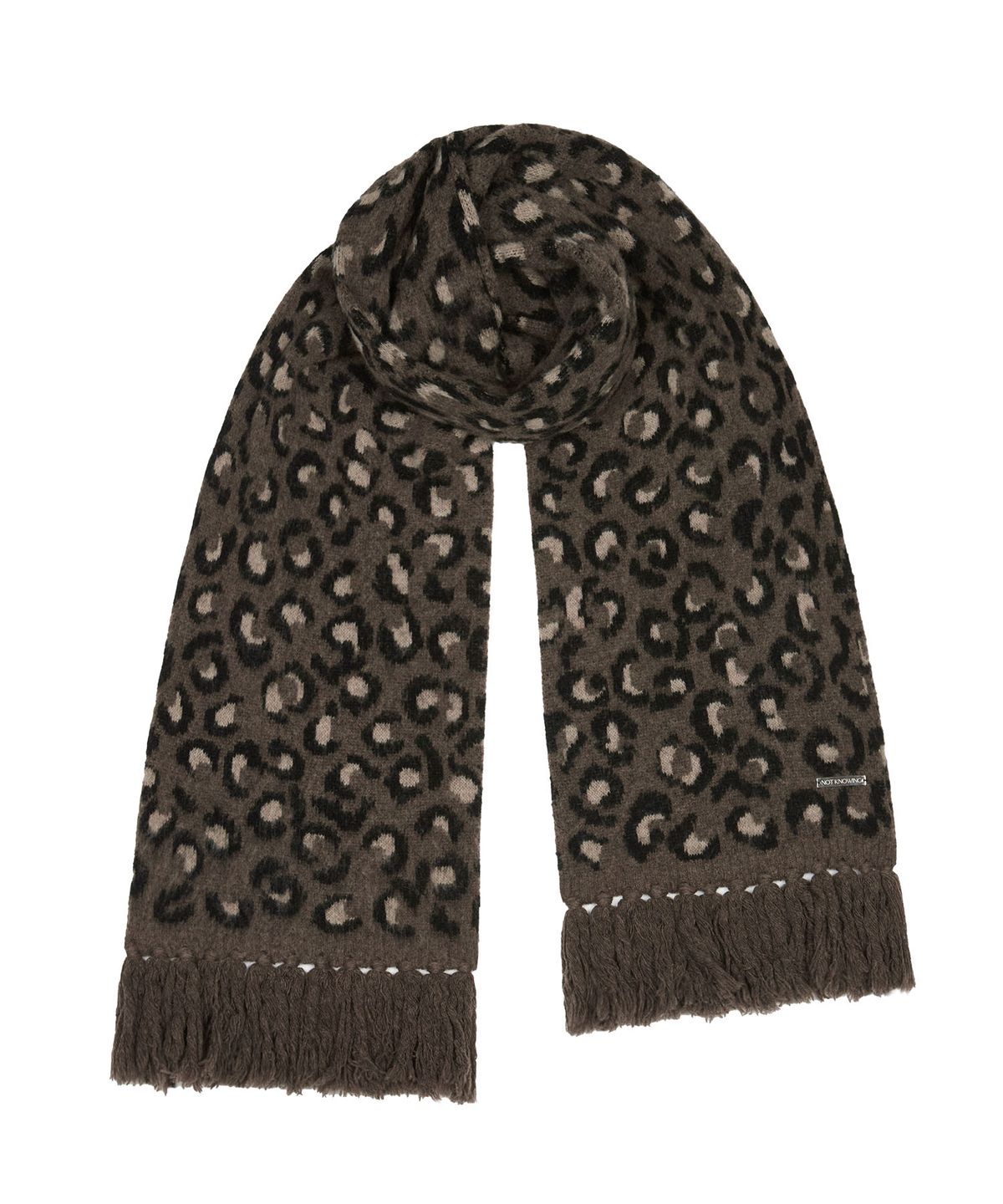 낫노잉(NOTKNOWING) Leopard Alpaca Muffler (BROWN)