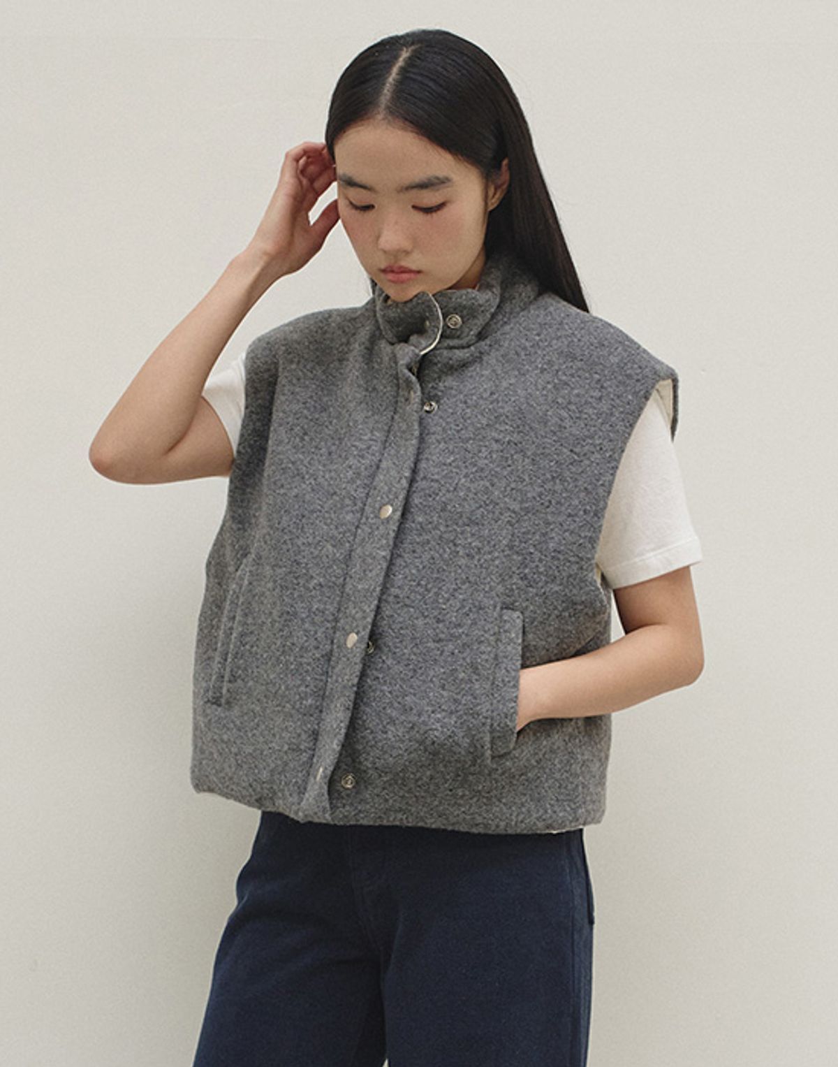디그(DIGUE) dove wool padded VEST (GRAY) (wool 80%, 6온스 패딩)