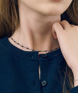 [젠더리스] 카이로 블랙볼믹스 오닉스 목걸이 / STJ-NB1639WG