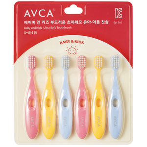 [아브카] 베이비 앤 키즈 부드러운 초미세모 유아&아동 칫솔 6개입