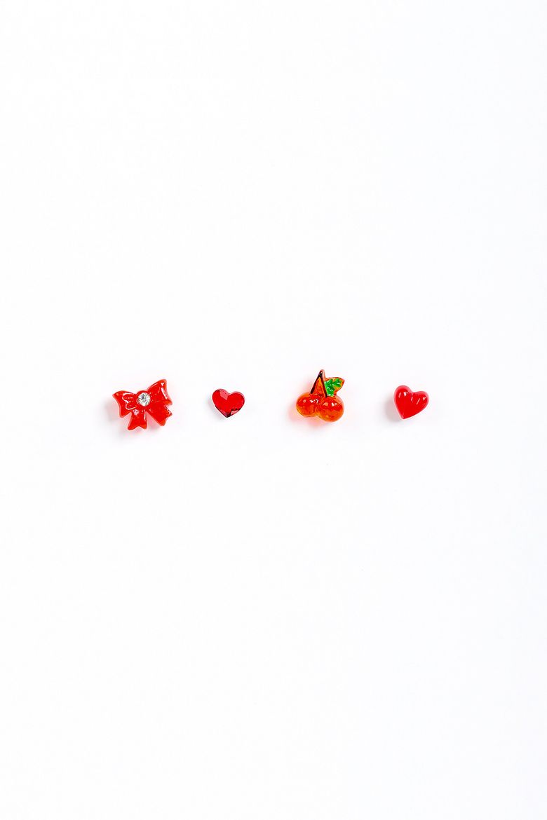 0.8mm 귀걸이침 두께 얇은 리본 체리 하트 피어싱 Ribbon cherry heart piercing
