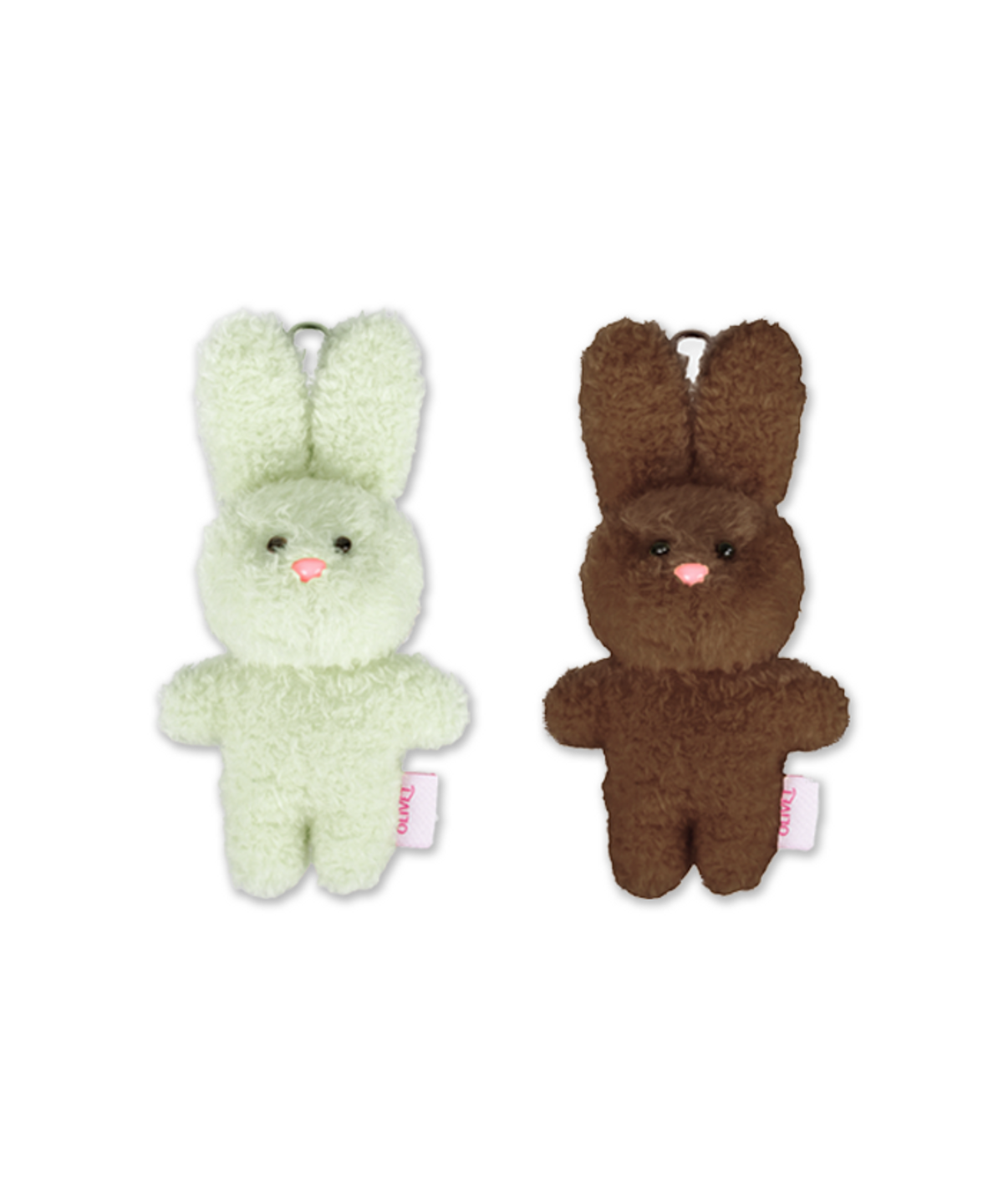 올리베(OLIVET) Olivet mini fluffy rabbit keychain (뽀글 올톡이) - melon / brown