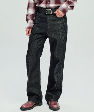 웨스턴 플레어 레이저 데님 팬츠 블랙