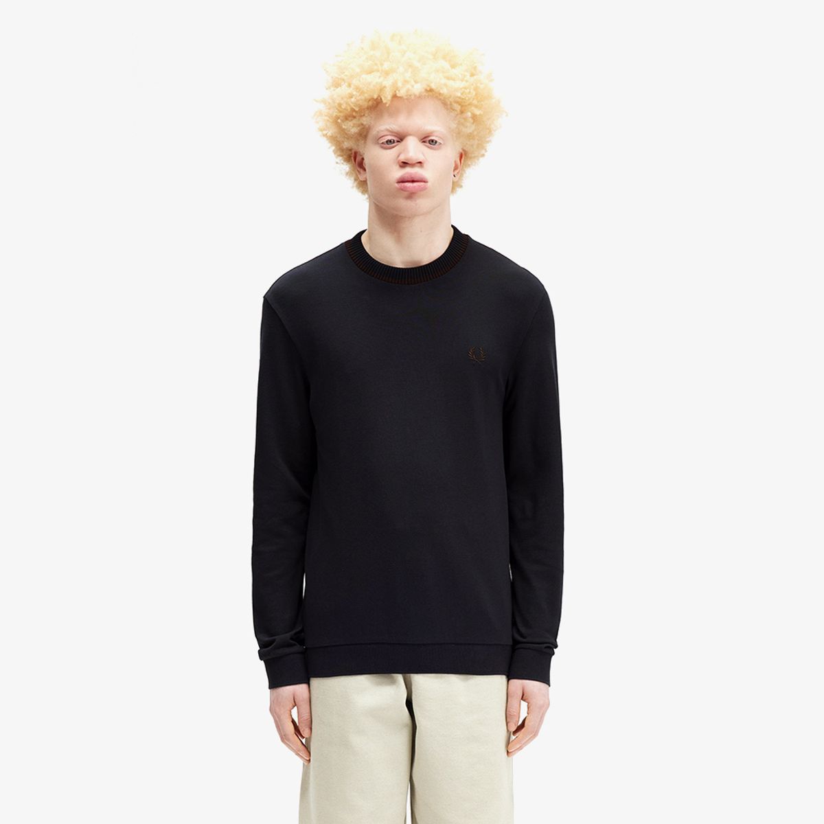 프레드페리(FRED PERRY) [Sharp] 롱 슬리브 크루넥 피케 티셔츠 네이비 AFPM2439809-795