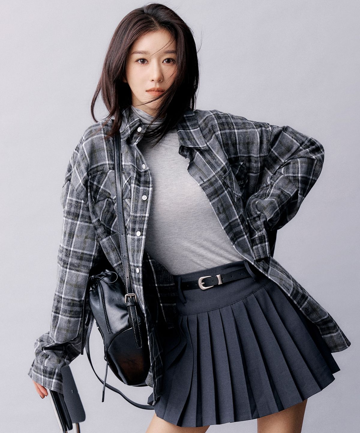 닉앤니콜(NICK&NICOLE) WESTERN TWO POCKET CHECK SHIRTS_BLACK