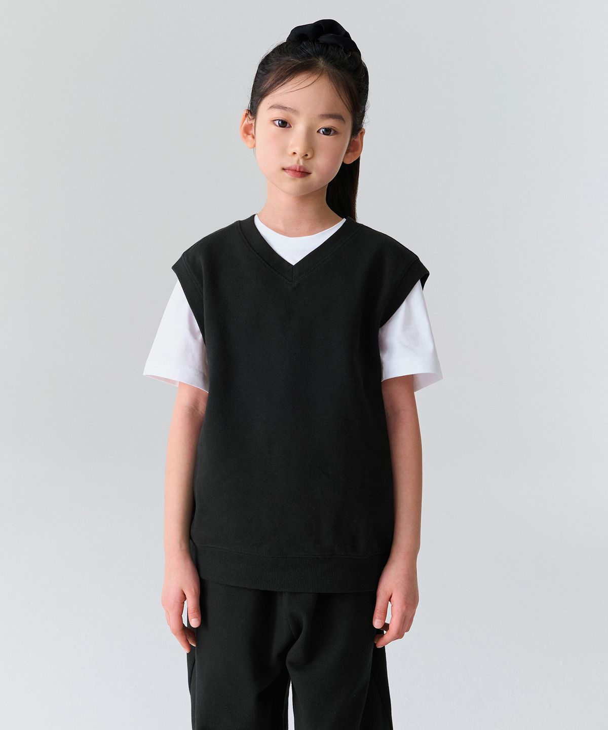 무신사 스탠다드 키즈(MUSINSA STANDARD KIDS) 오버사이즈 스웨트 베스트 [블랙]