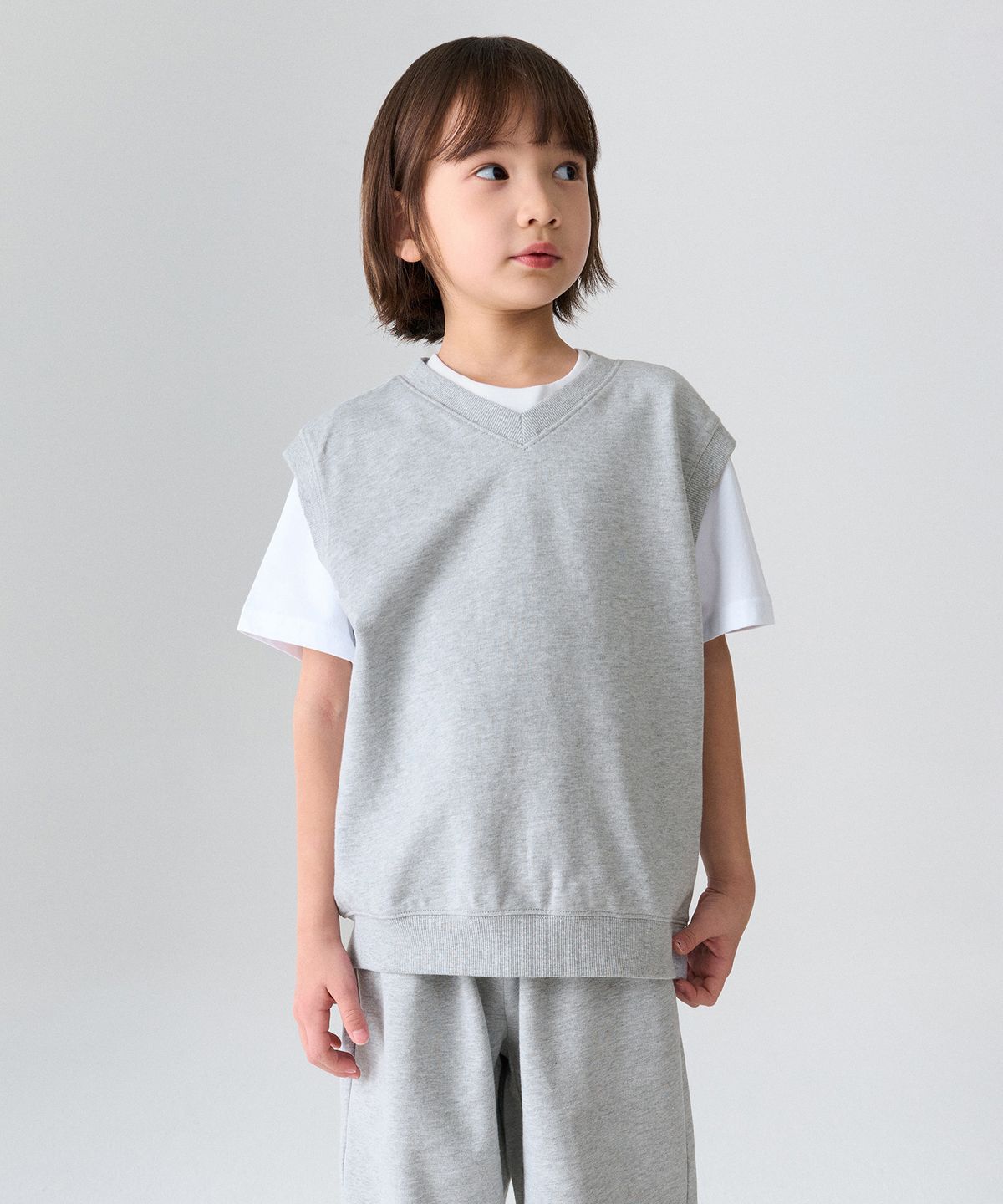 무신사 스탠다드 키즈(MUSINSA STANDARD KIDS) 오버사이즈 스웨트 베스트 [미디엄 그레이]