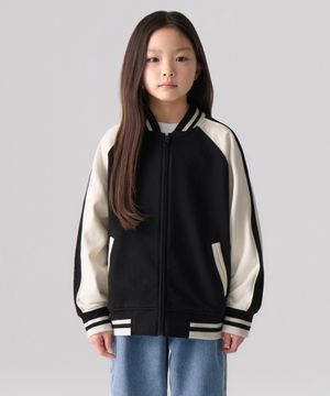 오버사이즈 래글런 스웨트 바시티 재킷 [블랙]